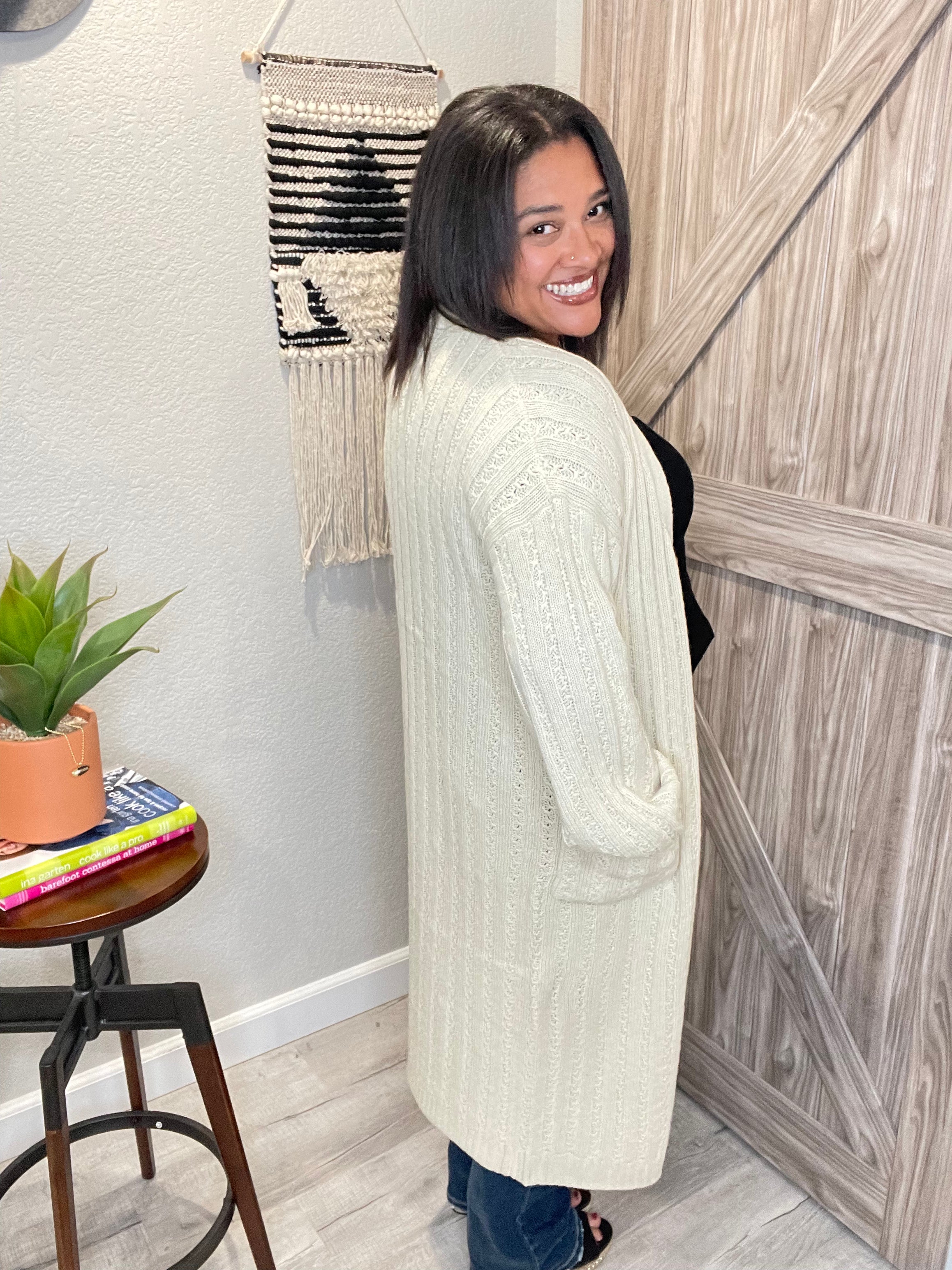 Saltwater Luxe Vanilla Maxi Button Up Sweater Cardigan