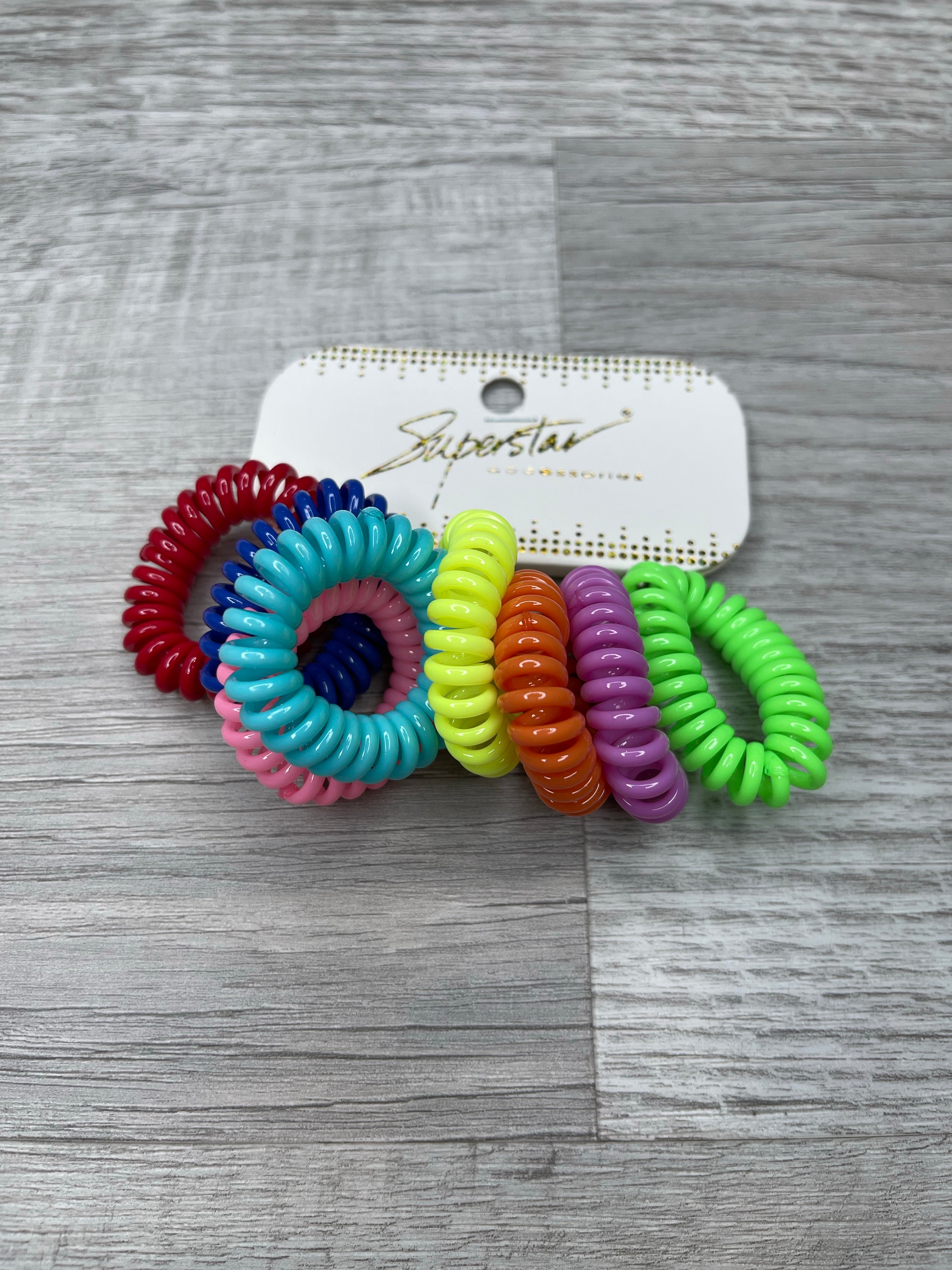 Bright Multicolored Hair Phone Cord Coils 8 Pack