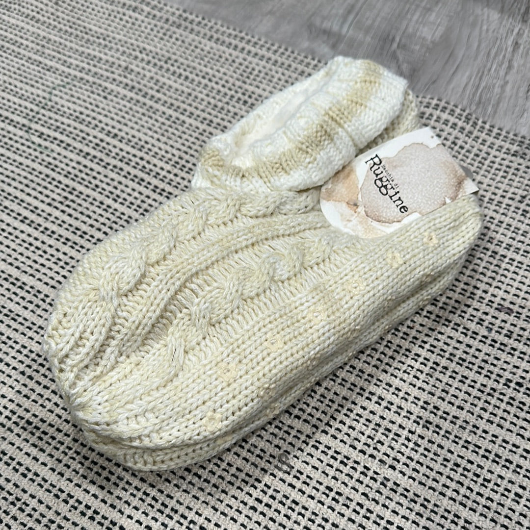 Cable Knit Sherpa Lined Non-Slip Slippers