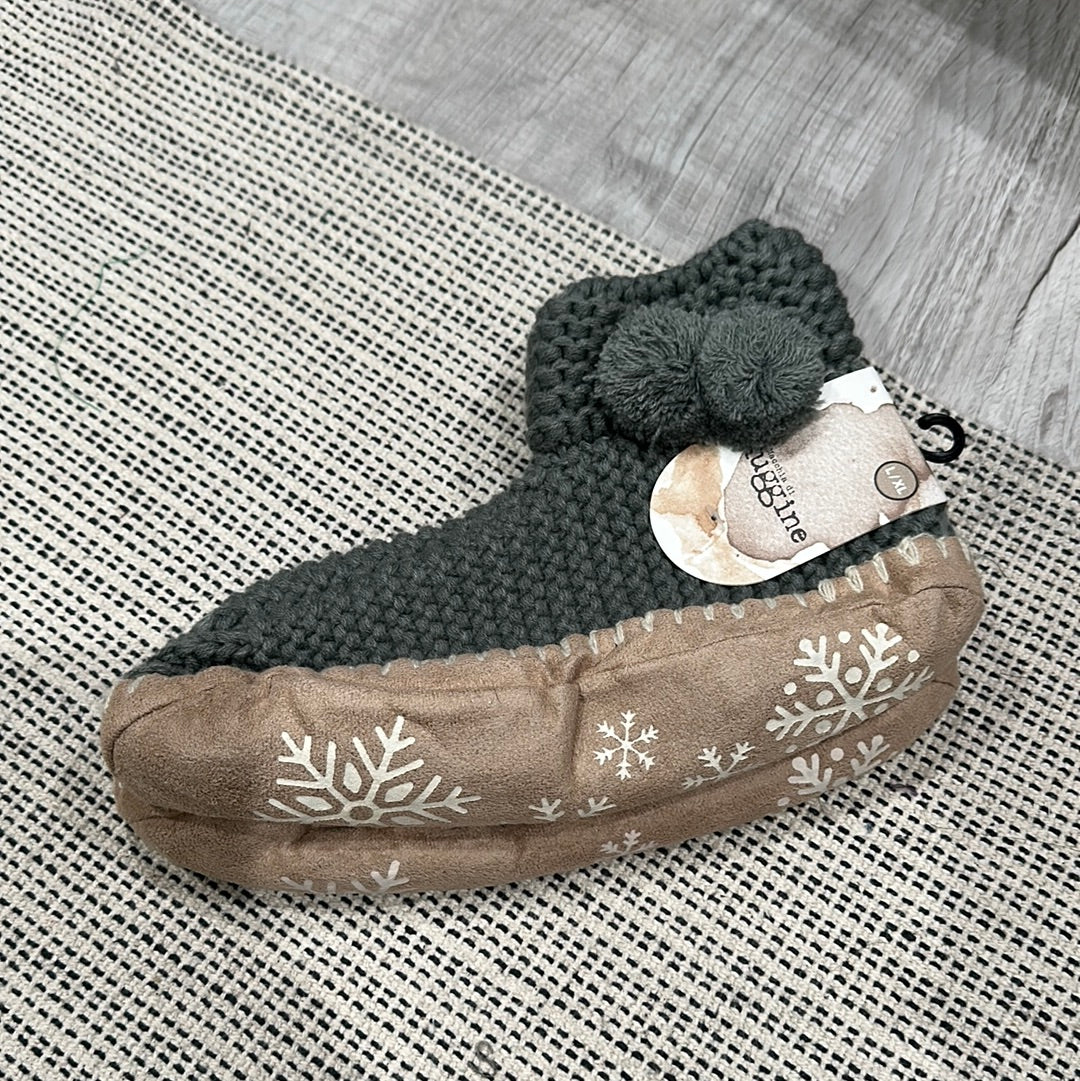 Grey Sweater Knit Non Slip Slippers